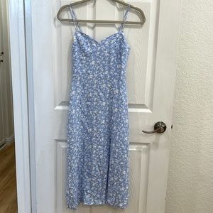 Blue white floral midi dress